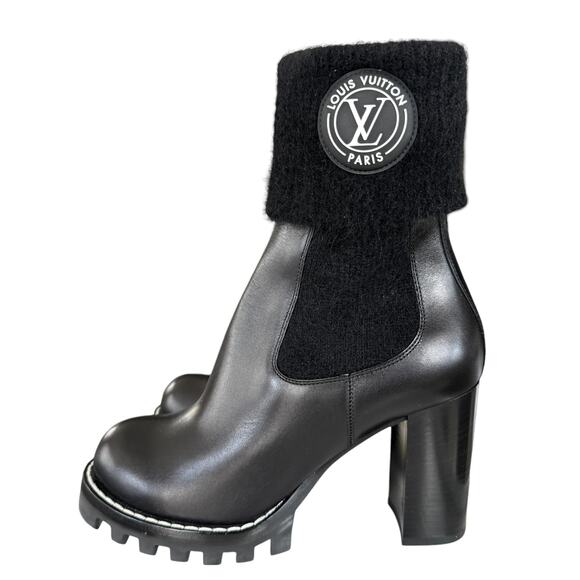 Louis Vuitton Star Trail Leather Ankle Boots Black Size 38 / US 7 NEW - Picture 1 of 13
